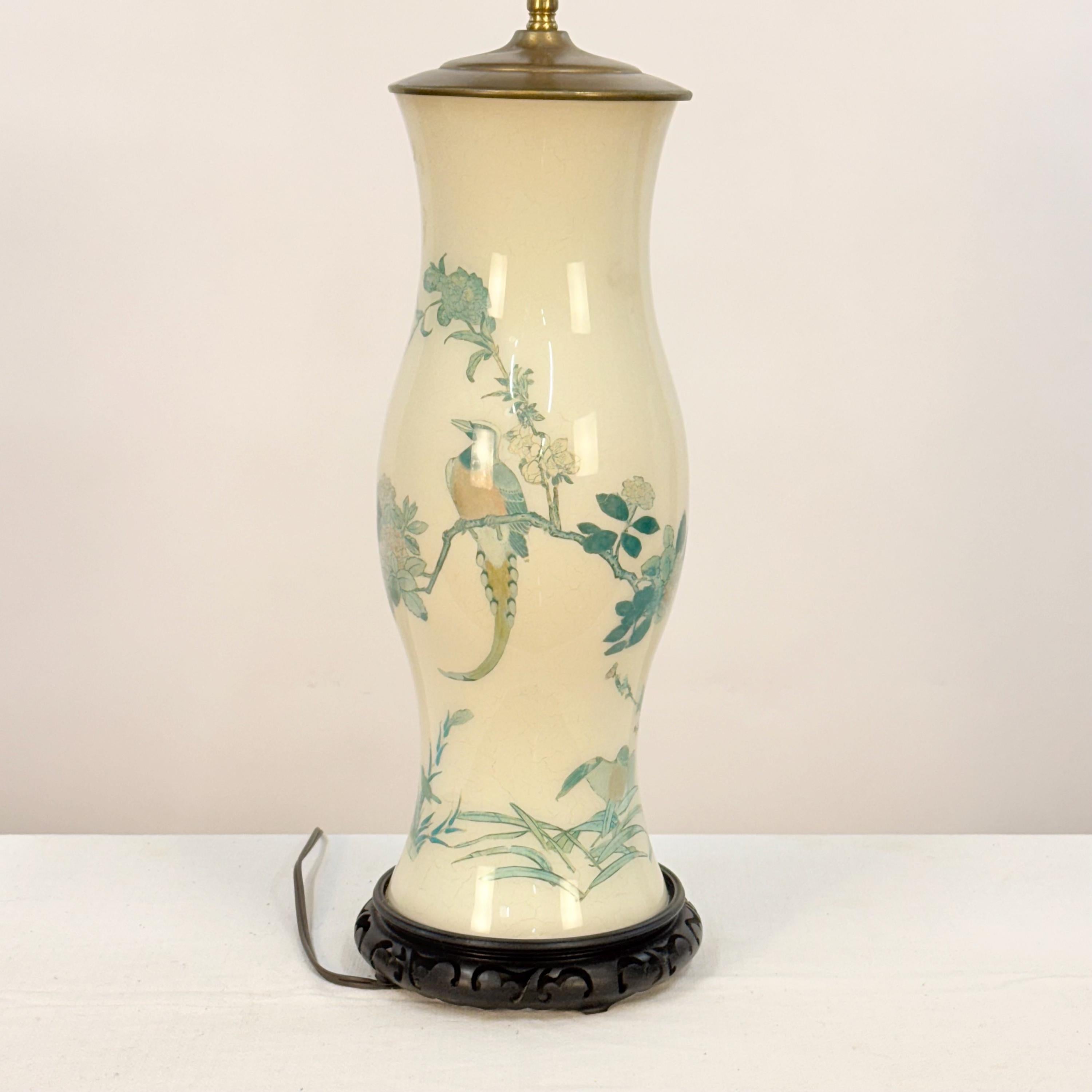 Tall Handmade Reverse Decoupage Lamp, Accent Decoupage Lamp, Vintage Floral Tall Lamp