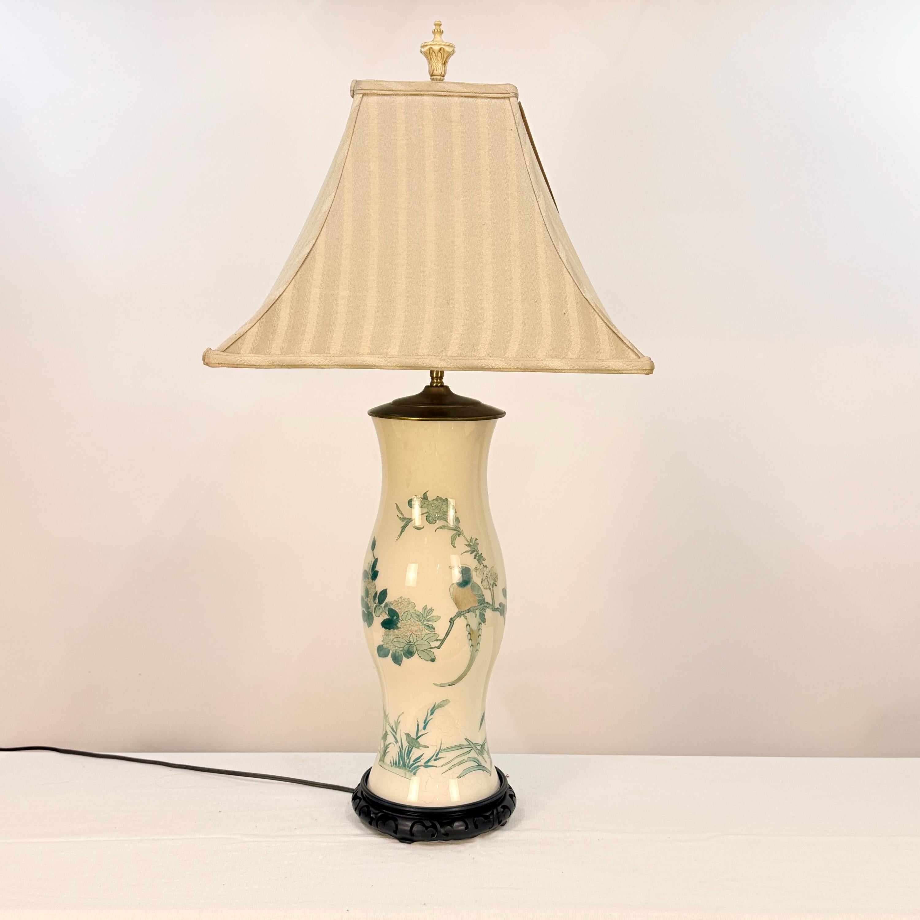 Tall Handmade Reverse Decoupage Lamp, Accent Decoupage Lamp, Vintage Floral Tall Lamp