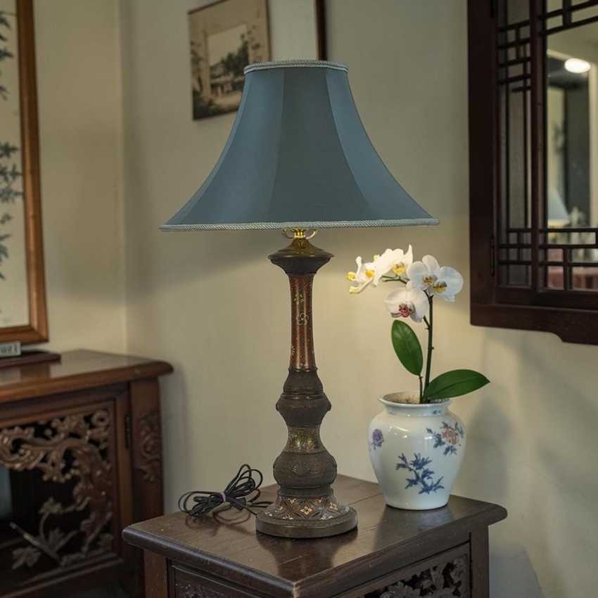 Antique Tall Champlevé Lamp
