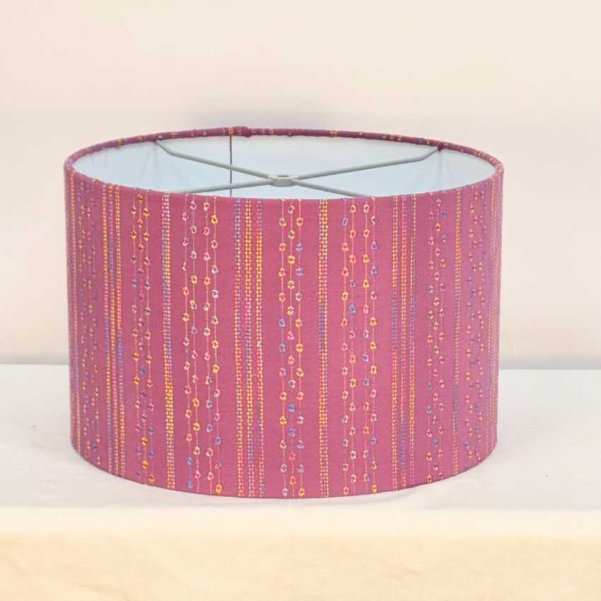14 inch Drum Lampshade, Purple Embroidered | Custom Sizes Available