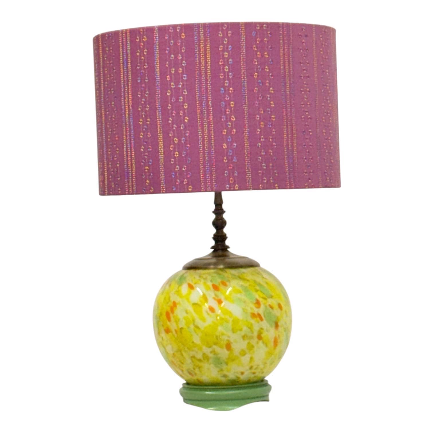 14 inch Drum Lampshade, Purple Embroidered | Custom Sizes Available