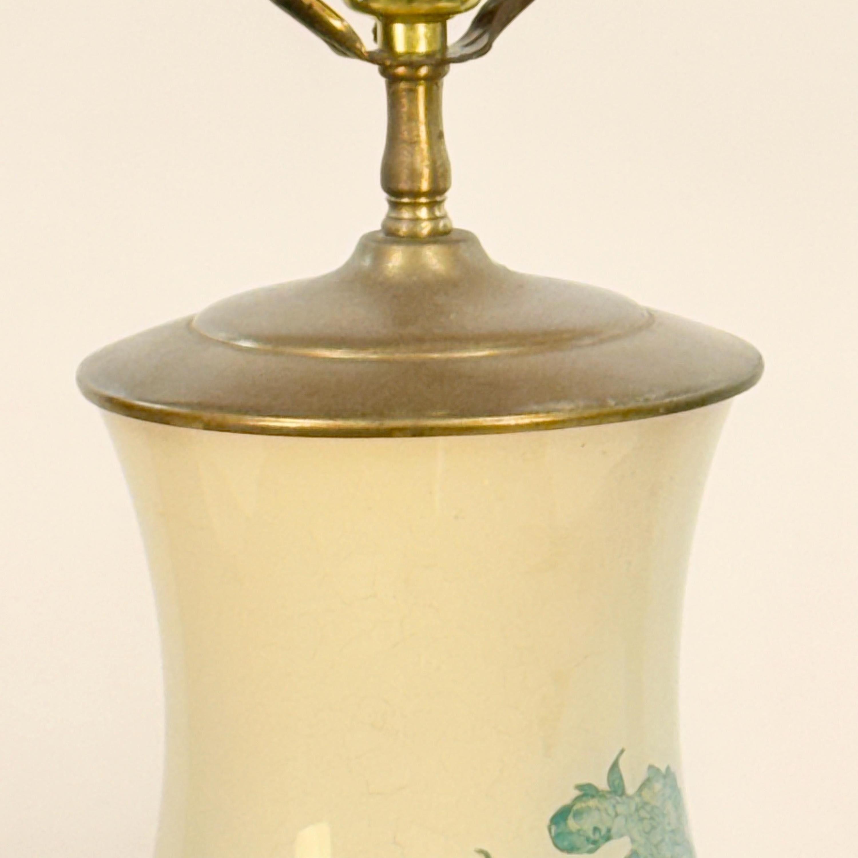 Tall Handmade Reverse Decoupage Lamp, Accent Decoupage Lamp, Vintage Floral Tall Lamp