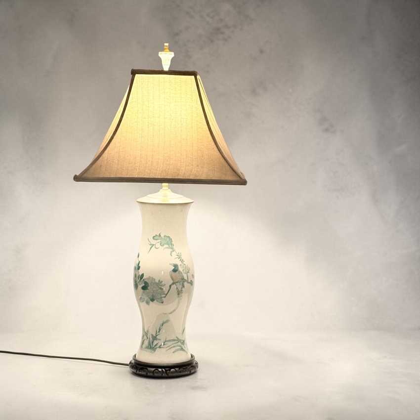 Tall Handmade Reverse Decoupage Lamp, Accent Decoupage Lamp, Vintage Floral Tall Lamp