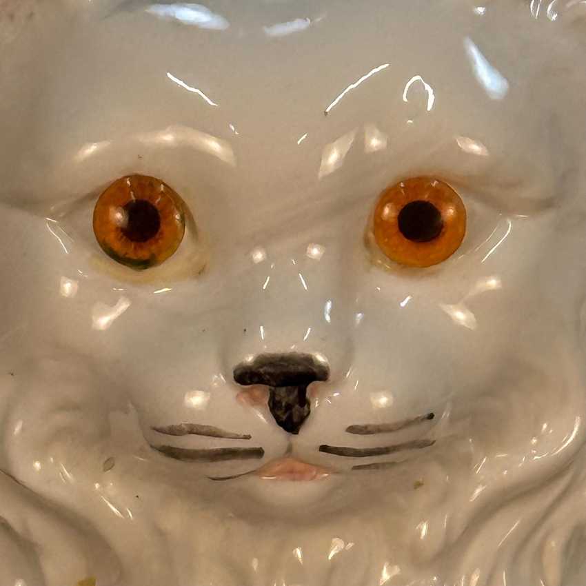Life Size Vintage Sitting White Ceramic Cat