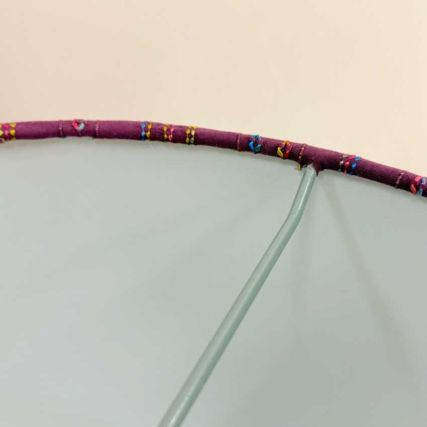 14 inch Drum Lampshade, Purple Embroidered | Custom Sizes Available