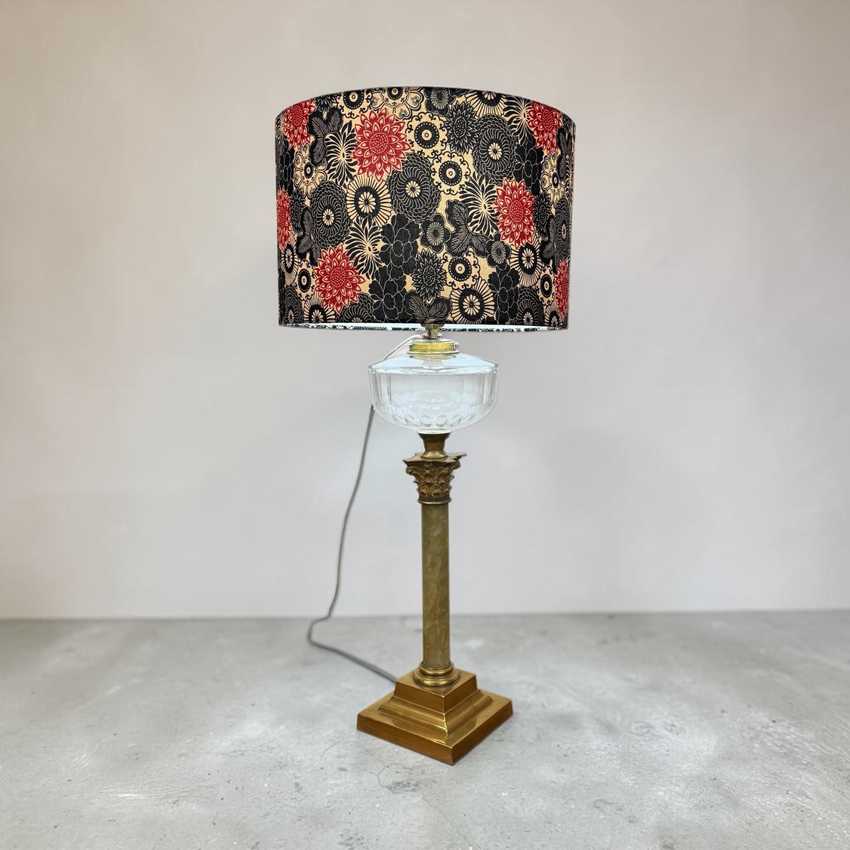 Tall Green Onyx Kerosene Lamp, Brass Electrified Onyx Lamp, Vintage Brass Lamp