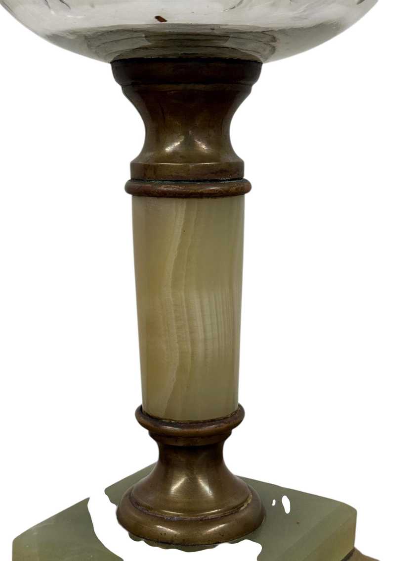 Antique Lempereur Bernard Green Onyx Oil Lamp, Brass Collectible Table Lamp, Vintage Victorian Oil Light