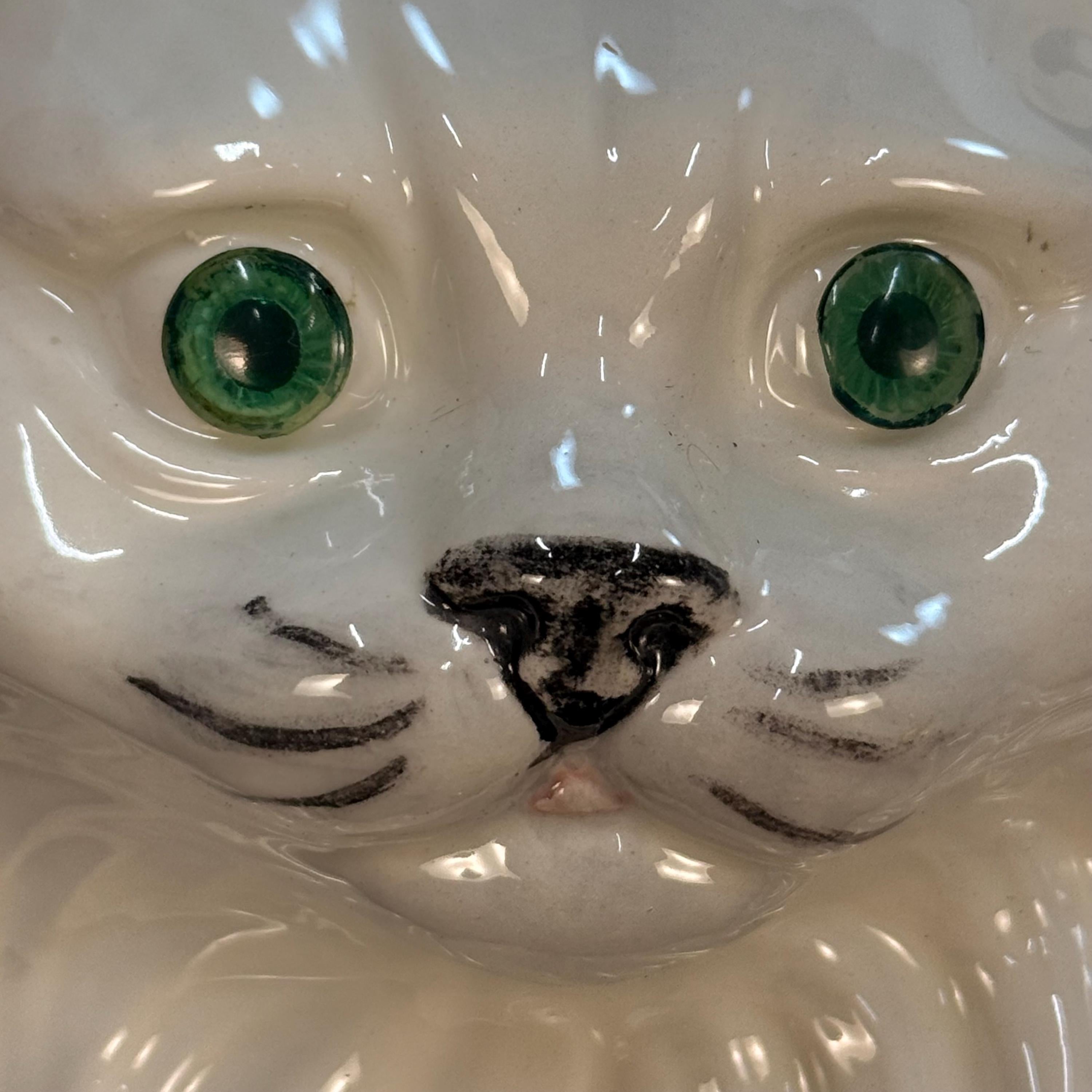 Life Size Vintage White Ceramic Cat