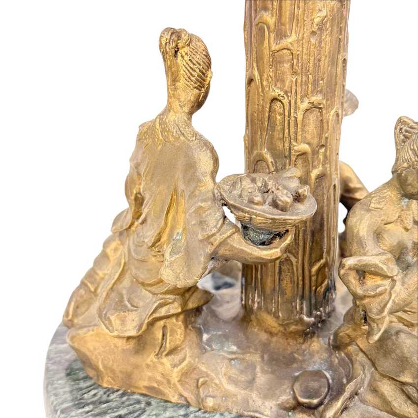 Chinese Chelsea House Vintage Pavillion Lamp, Bronze Pagoda Table Lamp, Chinoiserie Architectural Accent Lamp