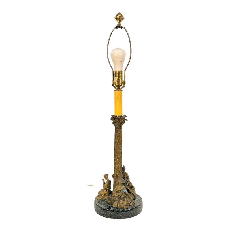 Chinese Chelsea House Vintage Pavillion Lamp, Bronze Pagoda Table Lamp, Chinoiserie Architectural Accent Lamp