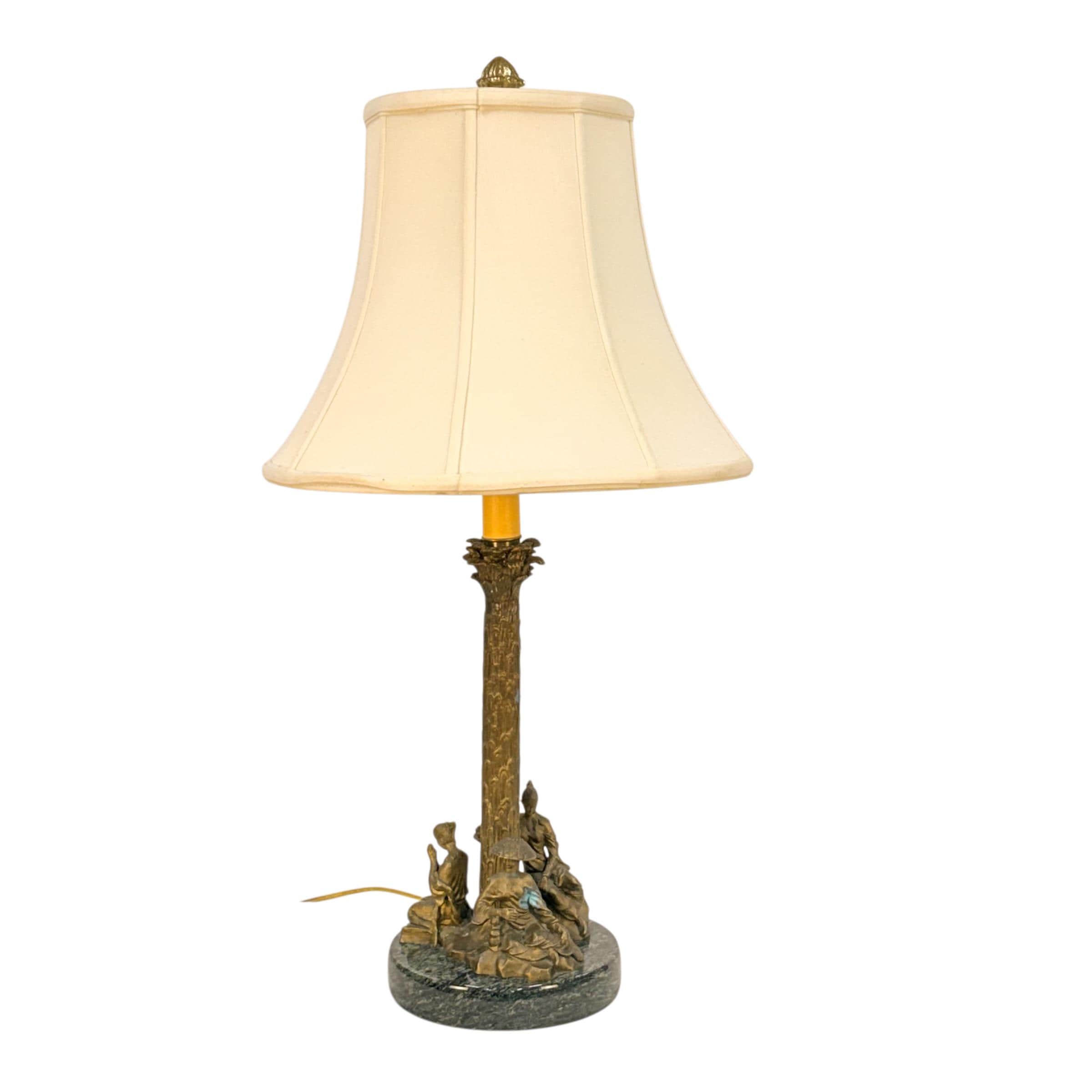 Chinese Chelsea House Vintage Pavillion Lamp, Bronze Pagoda Table Lamp, Chinoiserie Architectural Accent Lamp