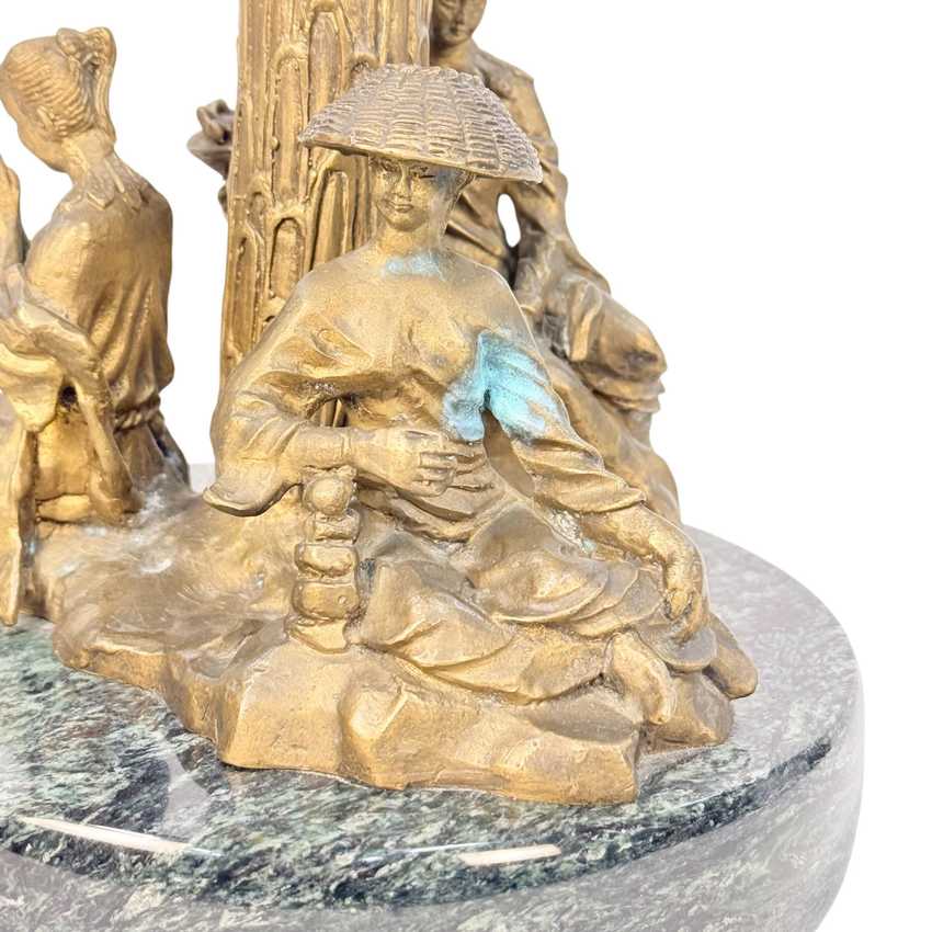 Chinese Chelsea House Vintage Pavillion Lamp, Bronze Pagoda Table Lamp, Chinoiserie Architectural Accent Lamp