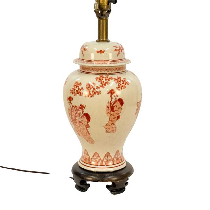 Vintage Hand Painted Kutani Style Ginger Jar Lamp, Decorated Table Lamp, Asian Chinoiserie Accent Lamp