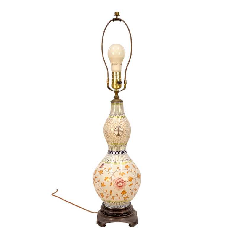 Vintage Chinese Handmade Gourd Lamp, Unique Double Gourd Table Lamp, Boho Asian Accent Lamp