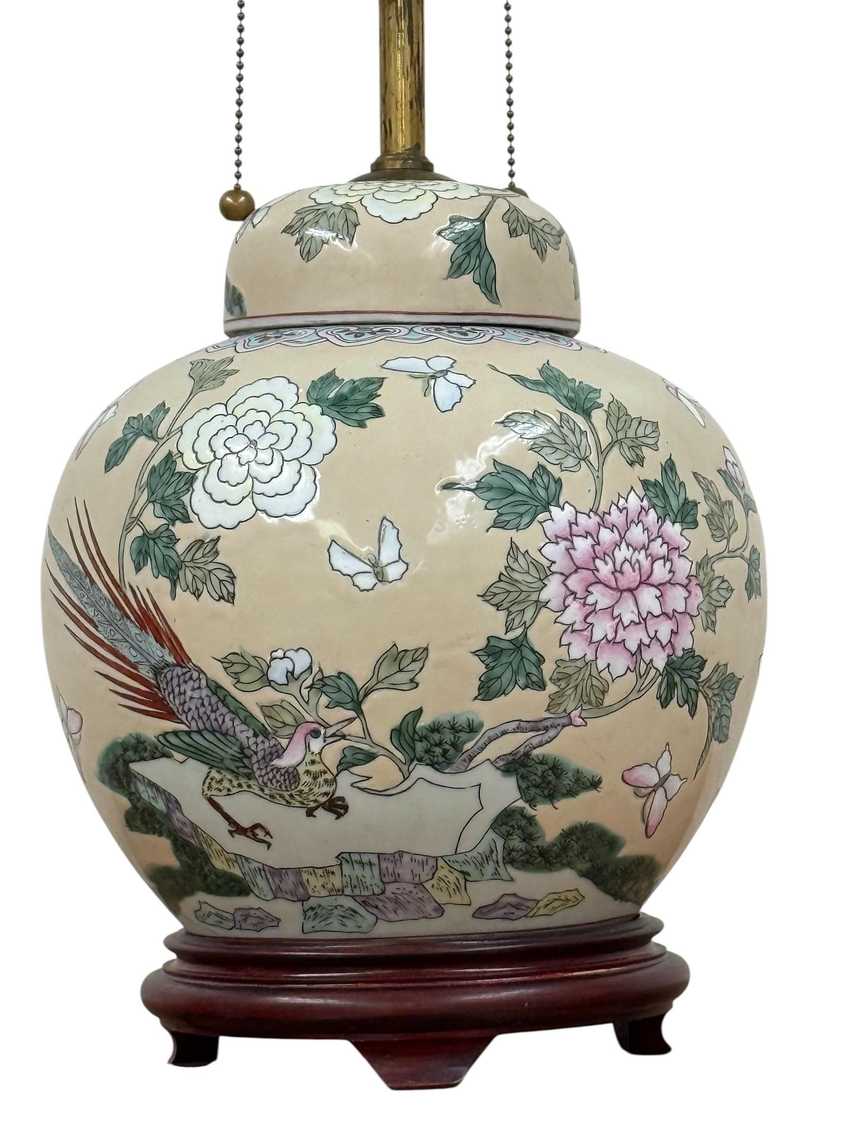Vintage Ginger Jar Lamp | Hand Painted Chinoiserie Table Lamp | Traditional Floral Accent Lamp