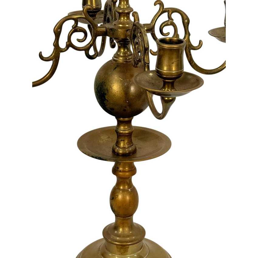 5 Arm Dutch Style Brass Candelabras, Vintage Ornate Brass Candlesticks, Pair Traditional Brass Candle Holders