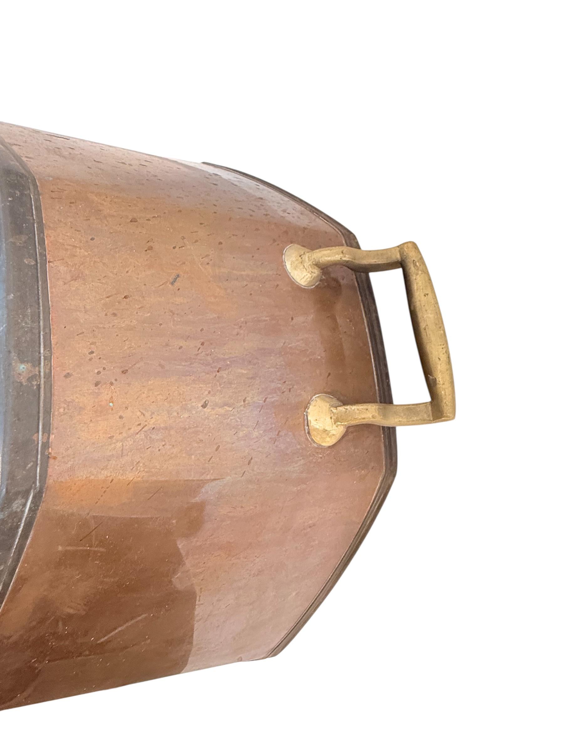 Antique Octagonal Copper and Brass Pagoda Form Lidded Coal or Kindling Bin | Large Copper Vessel