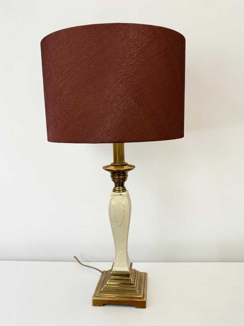 Vintage Brass Enamel Lamp, Mid Century Brass Desk Lamp, Decorative Stylish Vintage Lamp