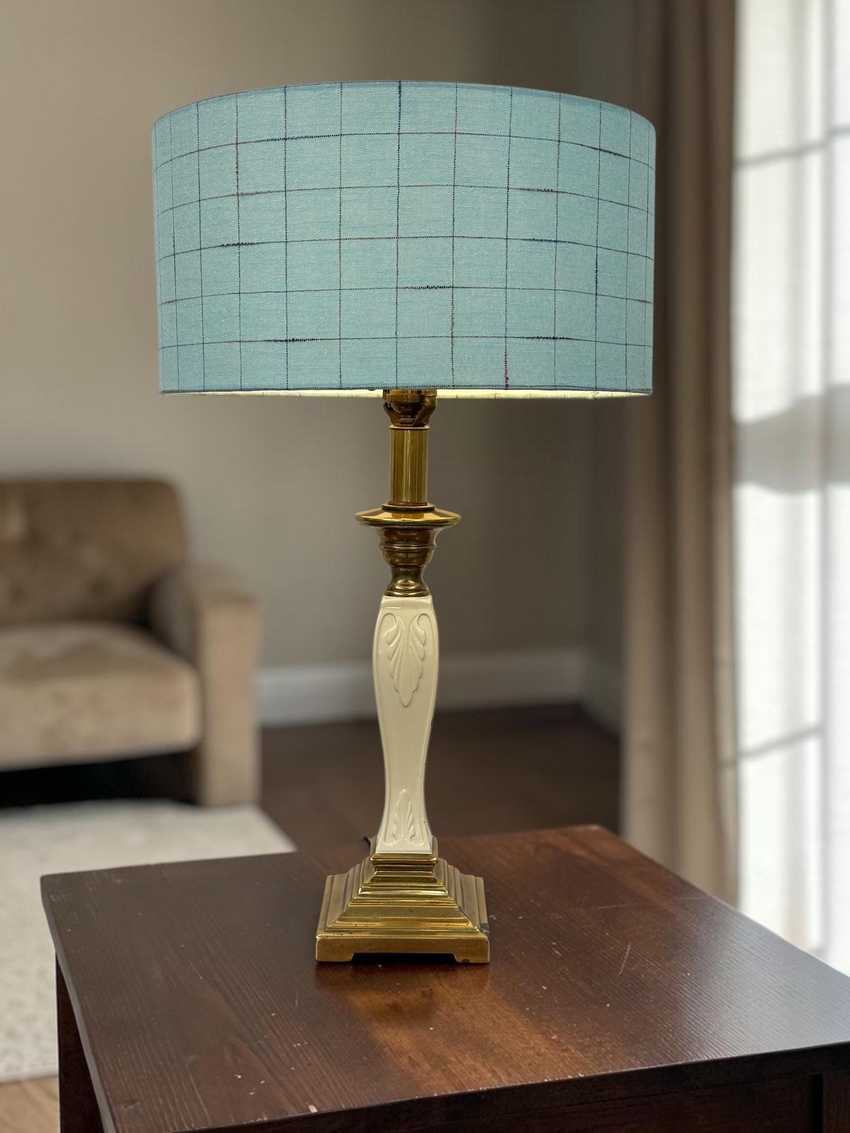 Vintage Brass Enamel Lamp, Mid Century Brass Desk Lamp, Decorative Stylish Vintage Lamp