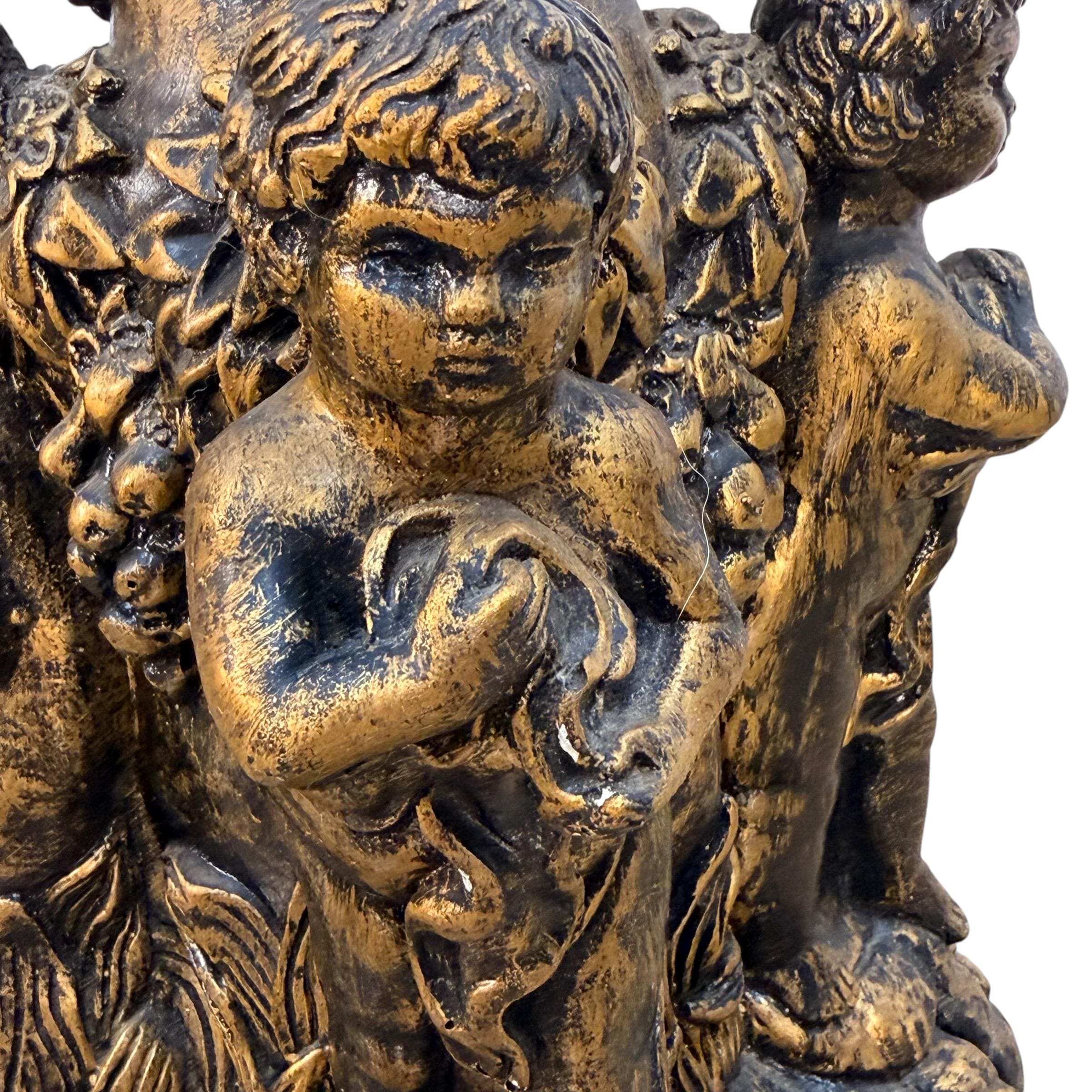 Monumental Chalkware Hand Painted Cherub Lamp, Sculpted Figural Table Lamp, Vintage Baroque Chalkware Lamp