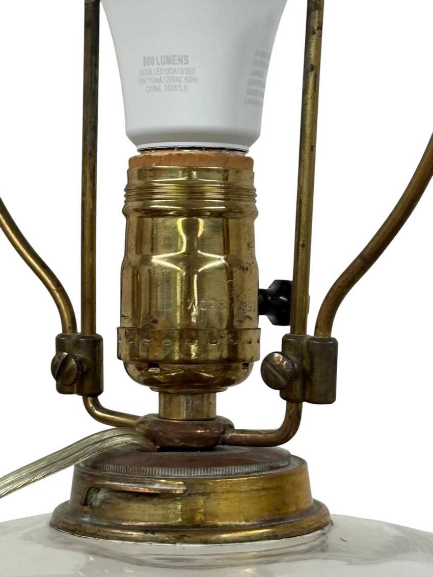 Tall Green Onyx Kerosene Lamp, Brass Electrified Onyx Lamp, Vintage Brass Lamp