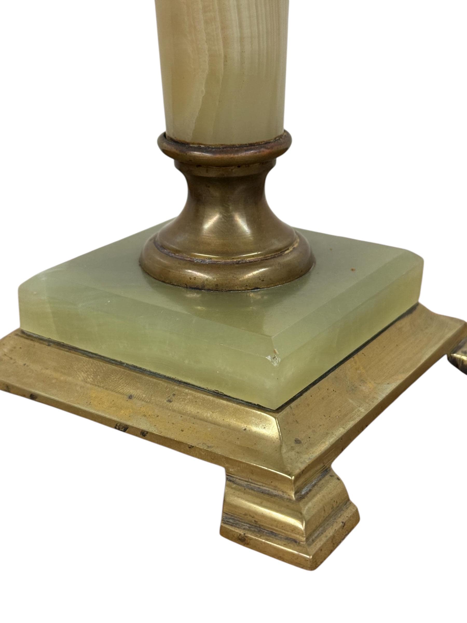 Antique Lempereur Bernard Green Onyx Oil Lamp, Brass Collectible Table Lamp, Vintage Victorian Oil Light
