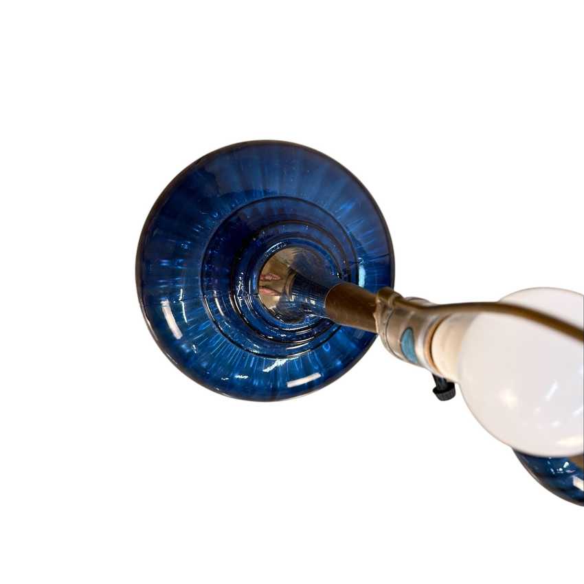 Vintage MCM Cobalt Glass Lamps, Blue Pair Vintage Lighting, Mid Century Retro Table Lamps