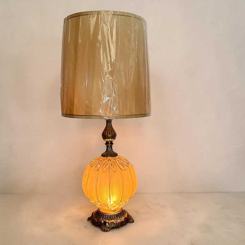 Vintage Silver Frosted Glass Lamp, Weighted Table Lamp, Hollywood Regency Desk Lamp