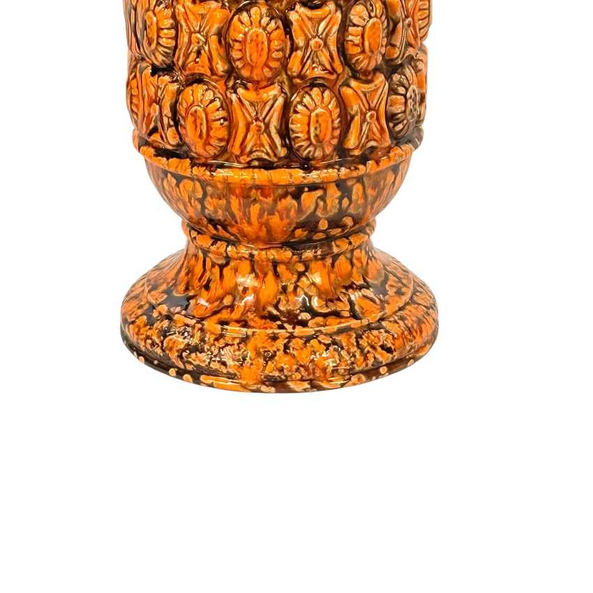 MCM Orange Ceramic Lamp, Mid Century Table Lamp, Vintage Retro Accent Lamp