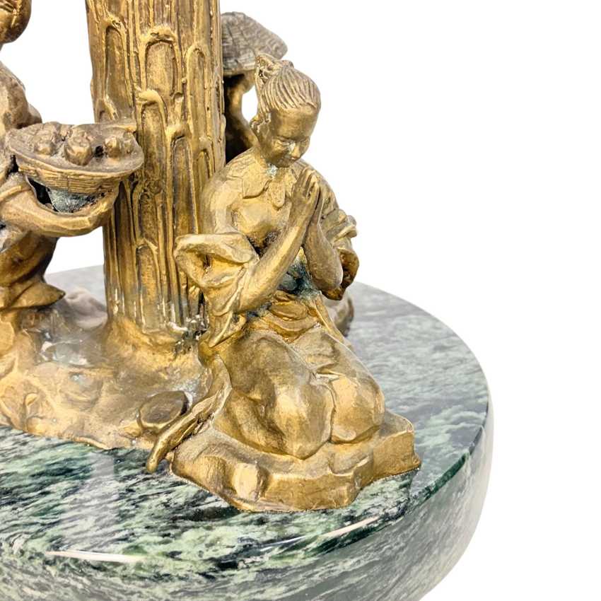 Chinese Chelsea House Vintage Pavillion Lamp, Bronze Pagoda Table Lamp, Chinoiserie Architectural Accent Lamp