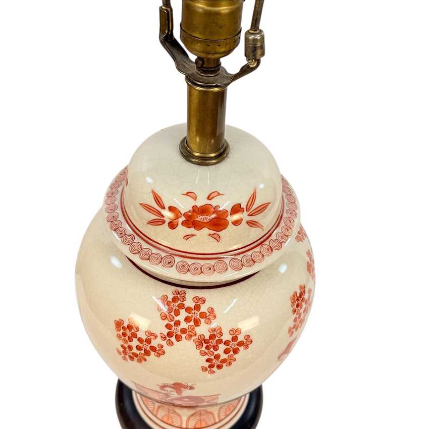 Vintage Hand Painted Kutani Style Ginger Jar Lamp, Decorated Table Lamp, Asian Chinoiserie Accent Lamp