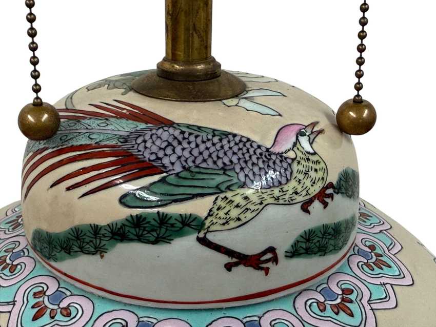 Vintage Ginger Jar Lamp | Hand Painted Chinoiserie Table Lamp | Traditional Floral Accent Lamp