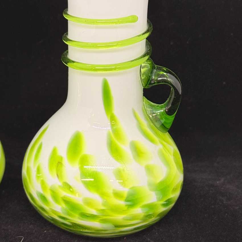 Small Art Glass Czech Vase Pair | Vintage Cottagecore Shelf Home Decor | Art Glass Vases