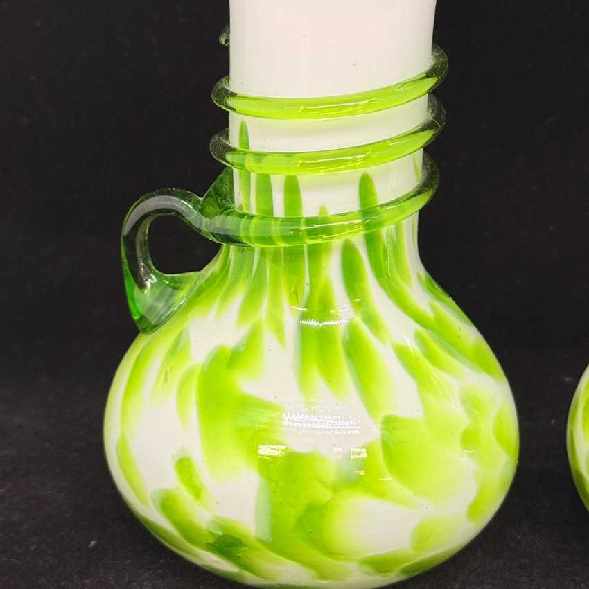 Small Art Glass Czech Vase Pair | Vintage Cottagecore Shelf Home Decor | Art Glass Vases