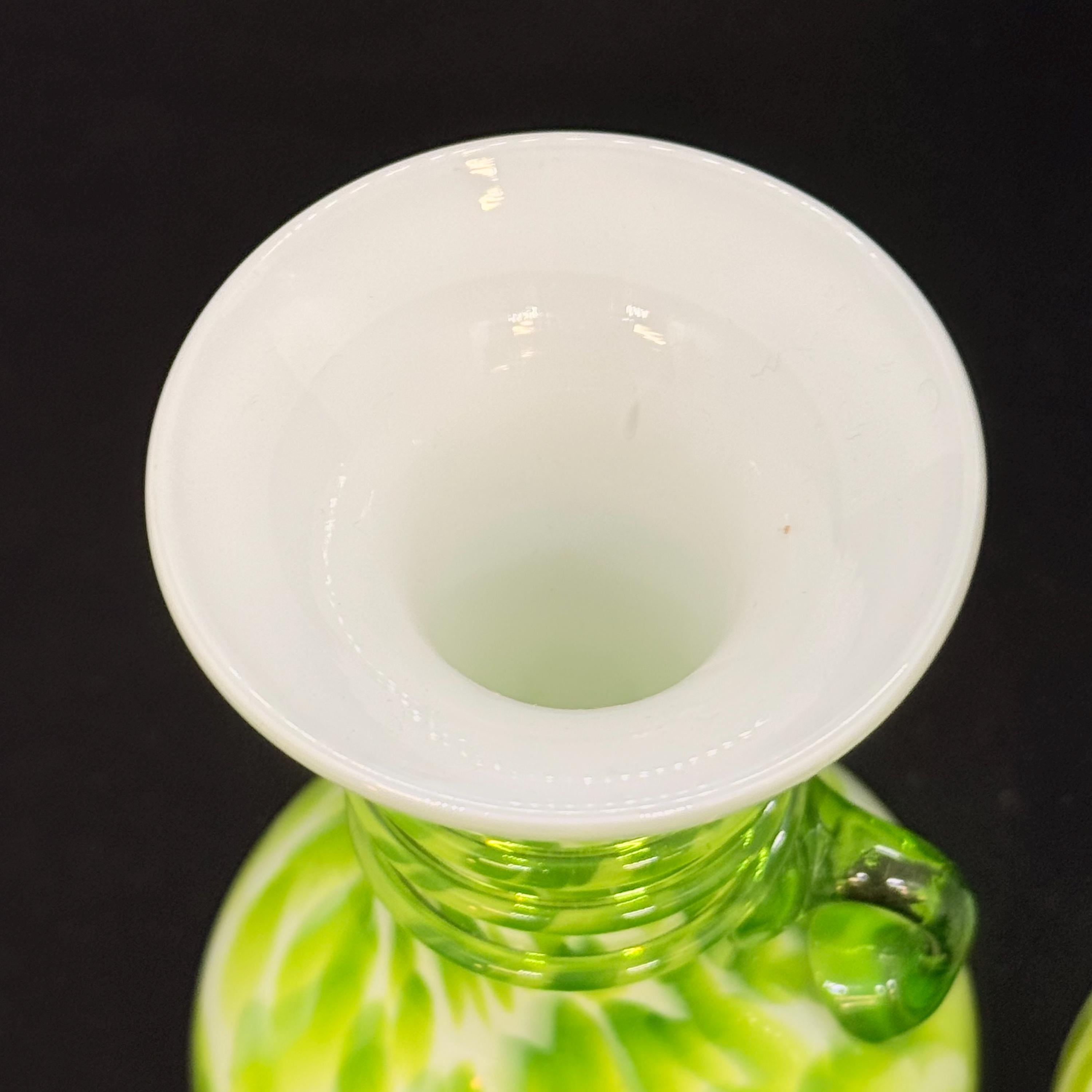 Small Art Glass Czech Vase Pair | Vintage Cottagecore Shelf Home Decor | Art Glass Vases