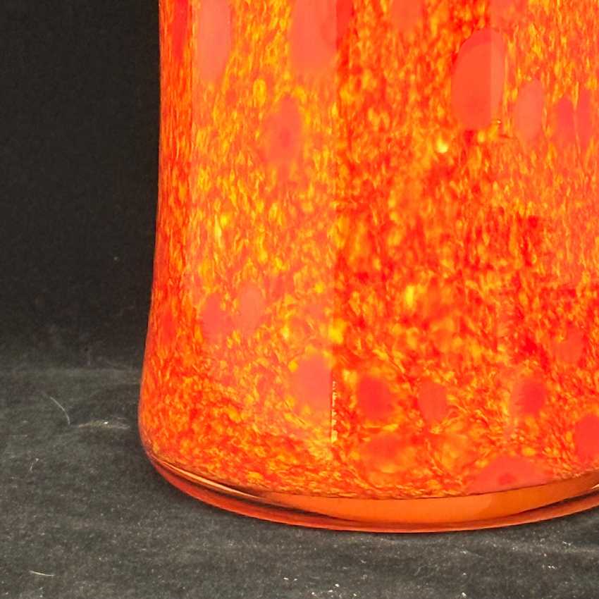 Vintage Hand Blown Art Glass Vase | Orange Speckled Cased Glass Vase | Mid Century Modern Decor | 6.5” Flower Vase | Retro Home Accent
