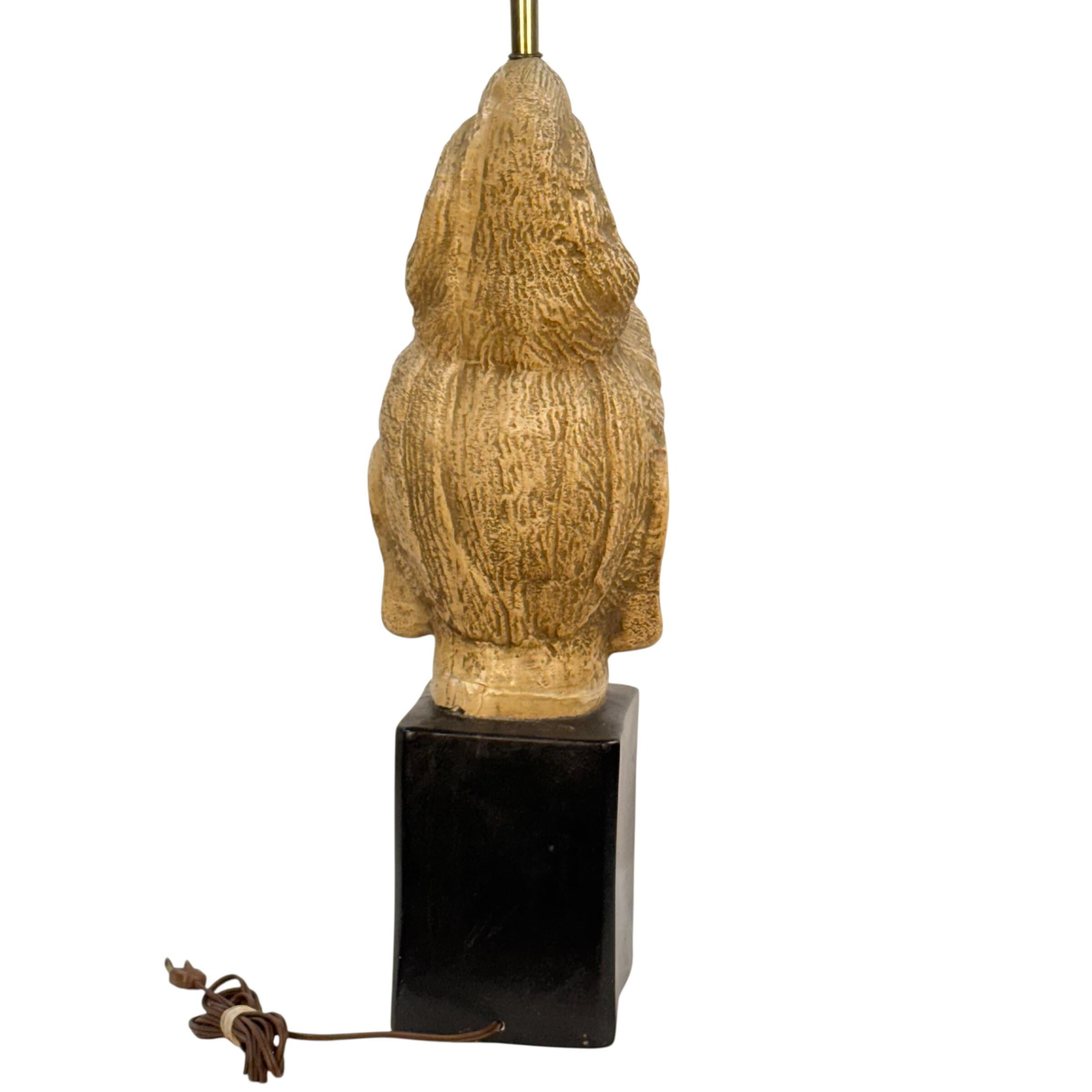 James Mont Ceramic Vintage Tara Buddha Head Lamp, Figural Home Decor Lamp, Mid Century Asian Vintage Buddha