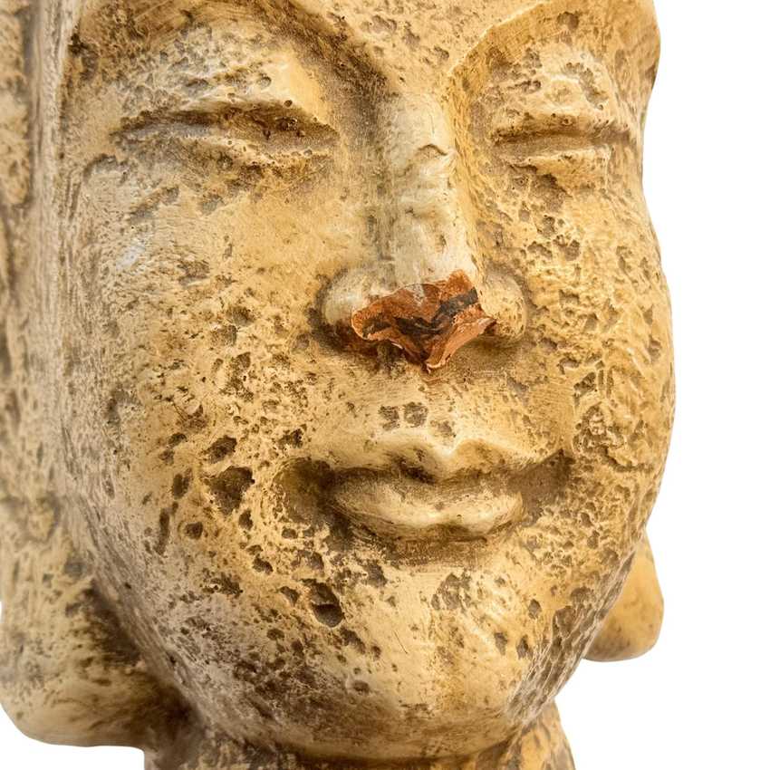 James Mont Ceramic Vintage Tara Buddha Head Lamp, Figural Home Decor Lamp, Mid Century Asian Vintage Buddha