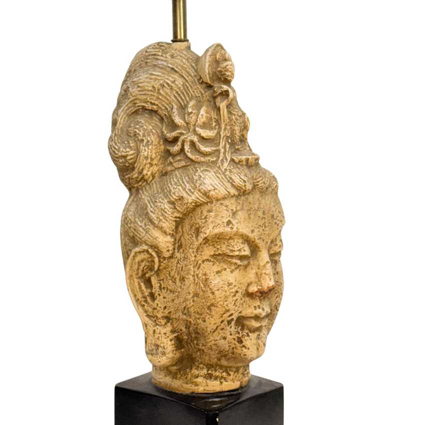 James Mont Ceramic Vintage Tara Buddha Head Lamp, Figural Home Decor Lamp, Mid Century Asian Vintage Buddha