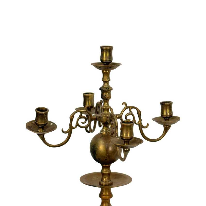 5 Arm Dutch Style Brass Candelabras, Vintage Ornate Brass Candlesticks, Pair Traditional Brass Candle Holders