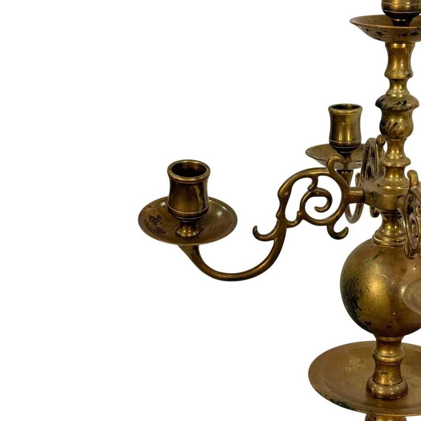 5 Arm Dutch Style Brass Candelabras, Vintage Ornate Brass Candlesticks, Pair Traditional Brass Candle Holders