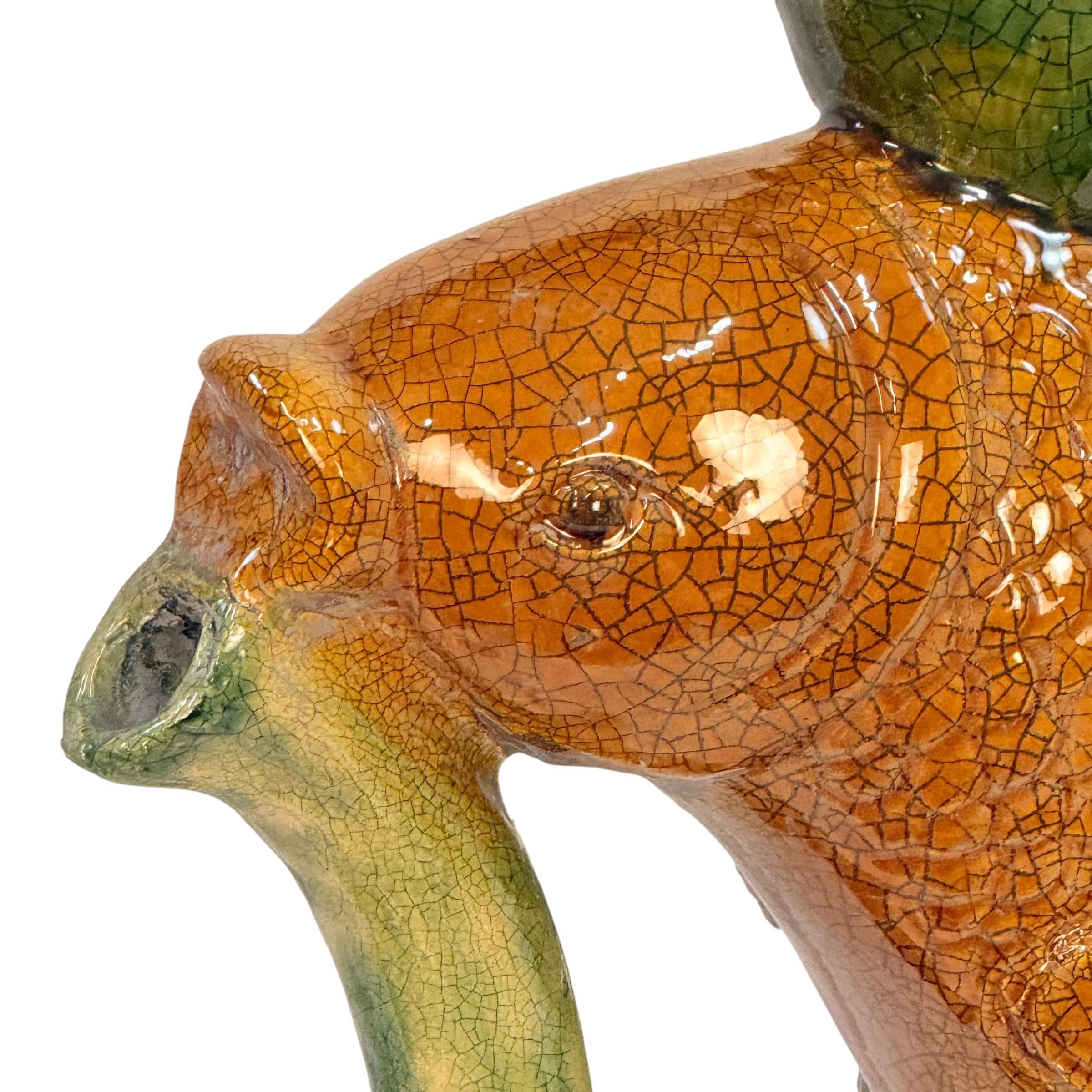Figural Majolica-style Fish Ewer, Hand Painted Embossed Decorative Pottery, Vintage Art Fish Pitcher