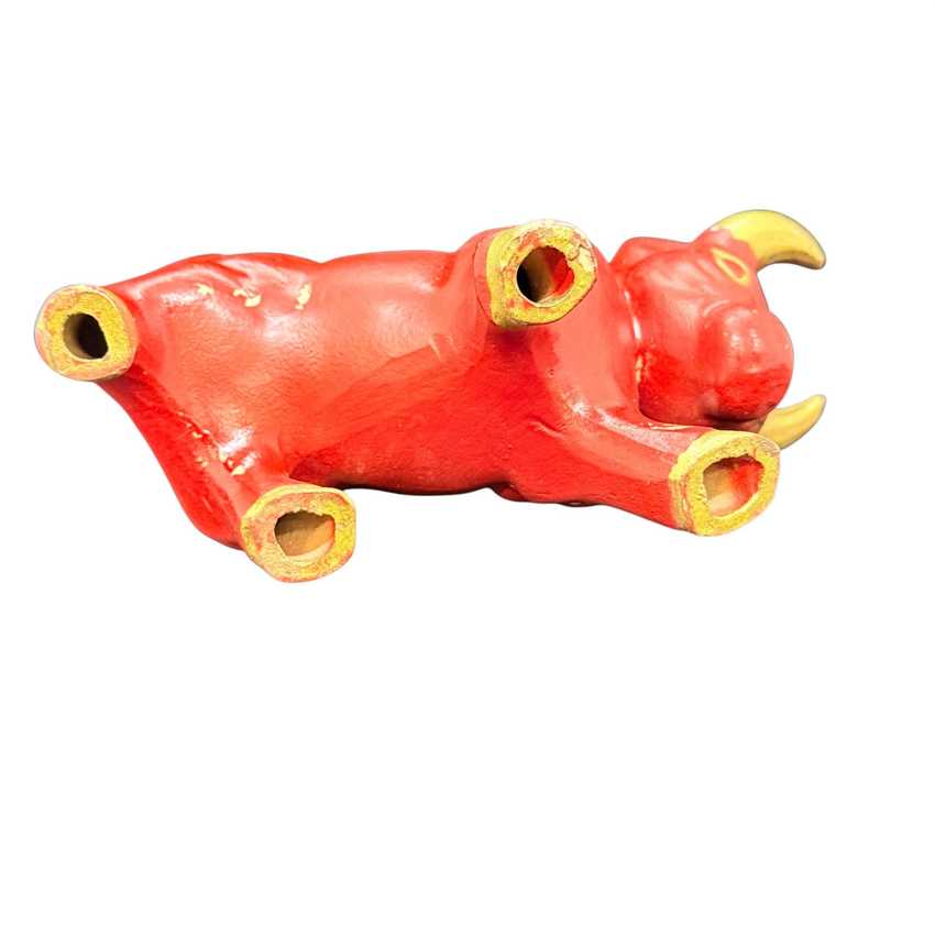 Red Ceramic Bull, Retro Red Bull, Mcm Collectible Red Bull