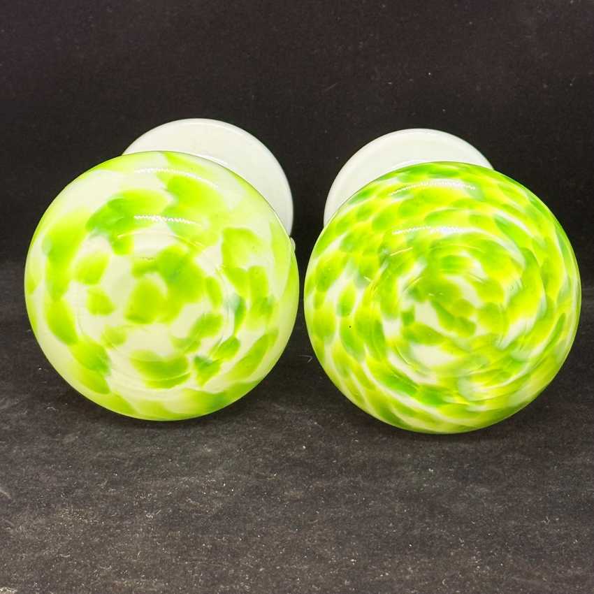 Small Art Glass Czech Vase Pair | Vintage Cottagecore Shelf Home Decor | Art Glass Vases