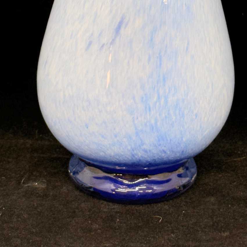 Vintage Hand Blown Art Glass Bud Vase | Blue & White Cased Glass Vase | Small Flower Vase | Mid Century Modern Decor | 5.75 Inch Vase
