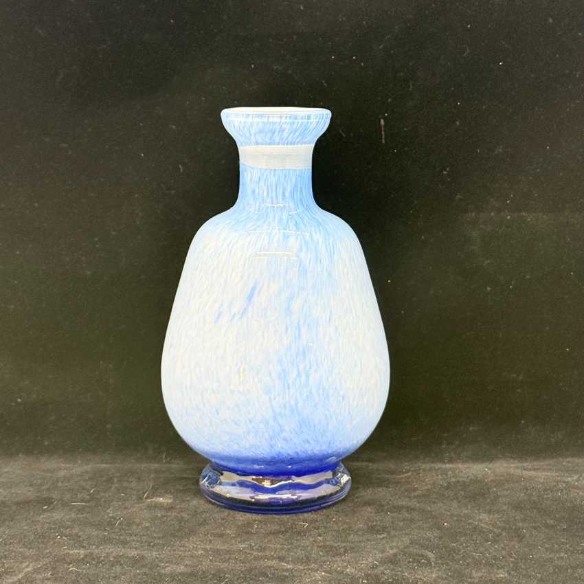 Vintage Hand Blown Art Glass Bud Vase | Blue & White Cased Glass Vase | Small Flower Vase | Mid Century Modern Decor | 5.75 Inch Vase