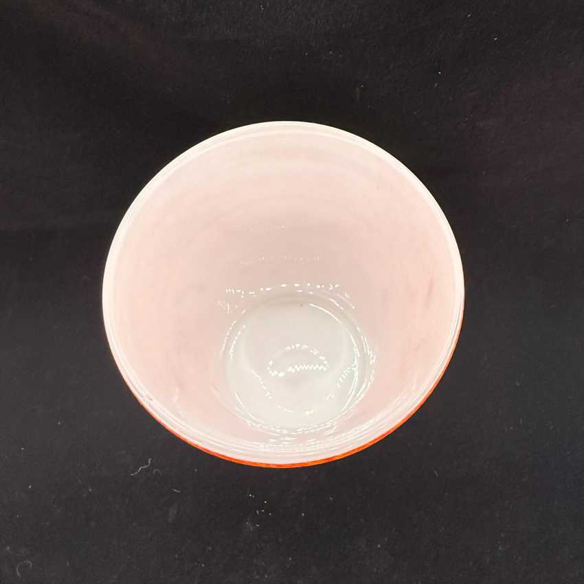 Vintage Hand Blown Art Glass Vase | Orange Speckled Cased Glass Vase | Mid Century Modern Decor | 6.5” Flower Vase | Retro Home Accent