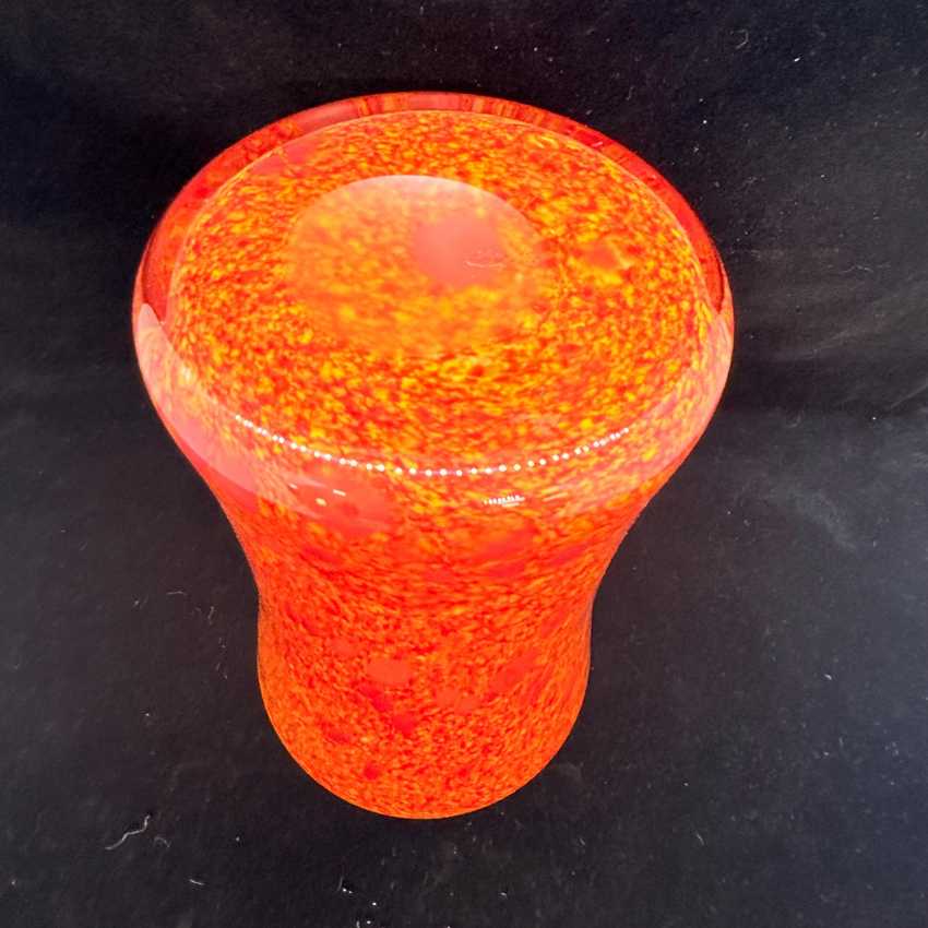 Vintage Hand Blown Art Glass Vase | Orange Speckled Cased Glass Vase | Mid Century Modern Decor | 6.5” Flower Vase | Retro Home Accent