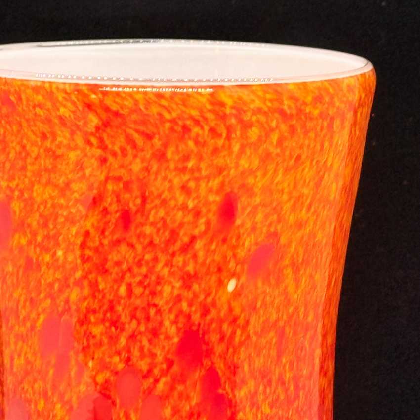 Vintage Hand Blown Art Glass Vase | Orange Speckled Cased Glass Vase | Mid Century Modern Decor | 6.5” Flower Vase | Retro Home Accent
