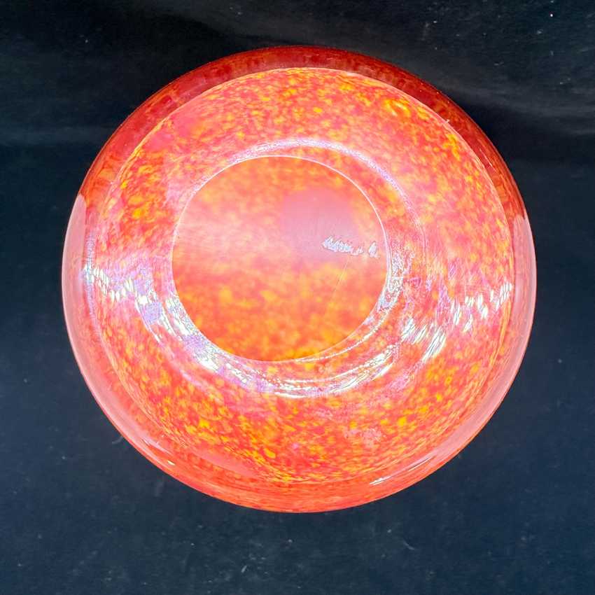 Vintage Hand Blown Art Glass Vase | Orange Speckled Cased Glass Vase | Mid Century Modern Decor | 6.5” Flower Vase | Retro Home Accent
